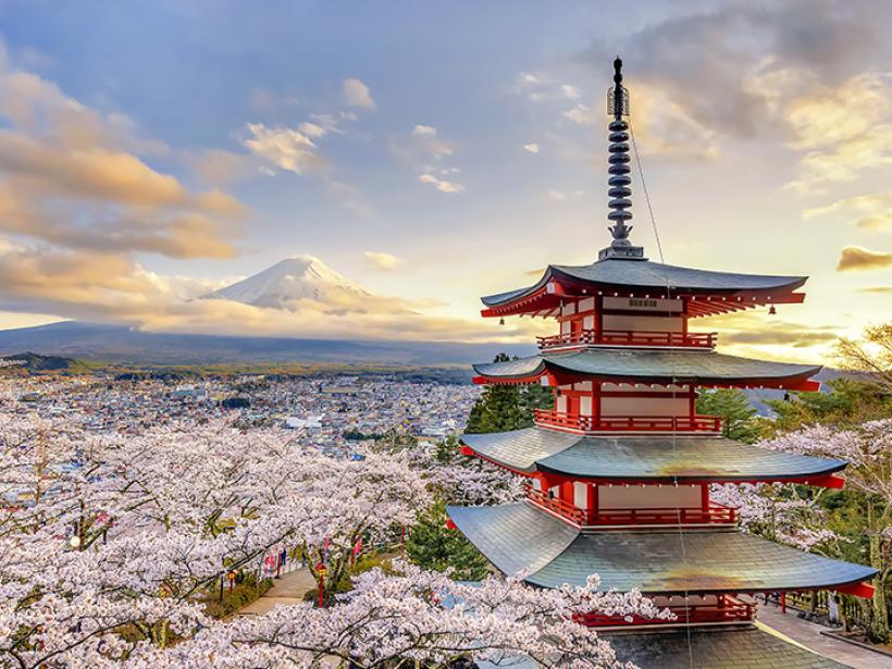 Fujiyoshida offers spectacular views of nearby Mt. Fuji