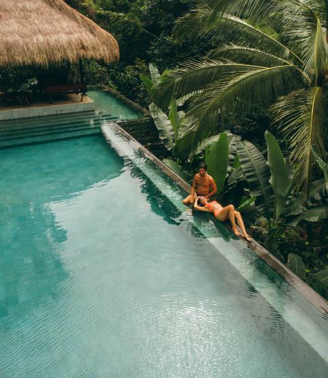 Couple on holiday at luxury resort